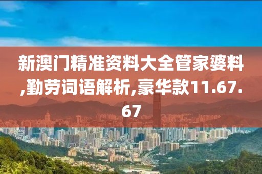 新澳门精准资料大全管家婆料,勤劳词语解析,豪华款11.67.67